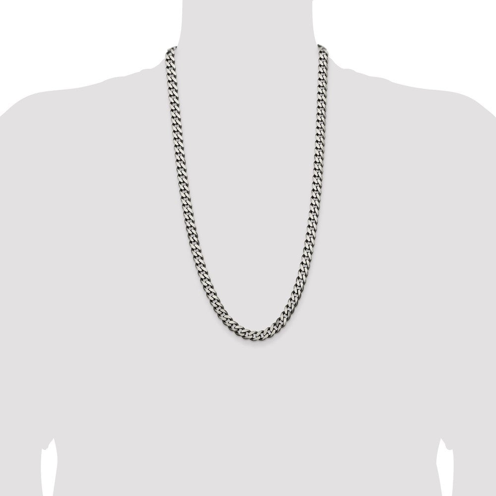 Sterling Silver Antiqued 9.3mm Curb Chain