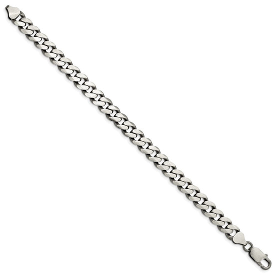 Sterling Silver Antiqued 9.3mm Curb Chain