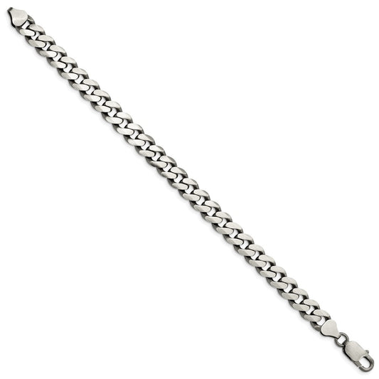 Sterling Silver Antiqued 9.3mm Curb Chain