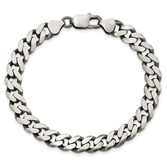 Sterling Silver Antiqued 9.3mm Curb Chain