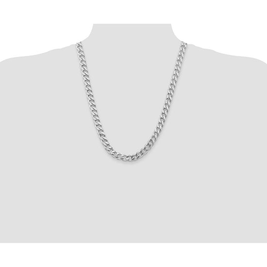 Sterling Silver Rhodium-plated 9.3mm Curb Chain