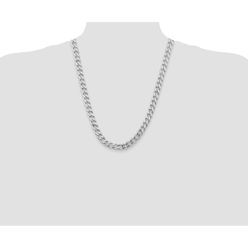 Sterling Silver Rhodium-plated 9.3mm Curb Chain