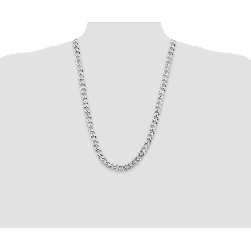 Sterling Silver Rhodium-plated 9.3mm Curb Chain
