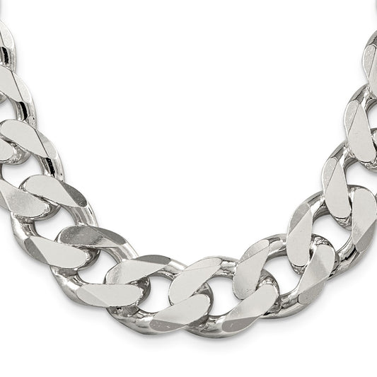 Sterling Silver Curb Chain — 16.25 mm