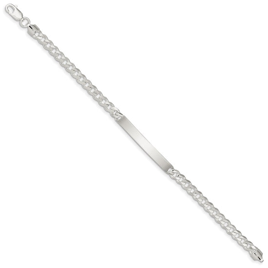 Sterling Silver Polished Engravable Curb Link 41x6mm Plate 8 inch ID Bracelet