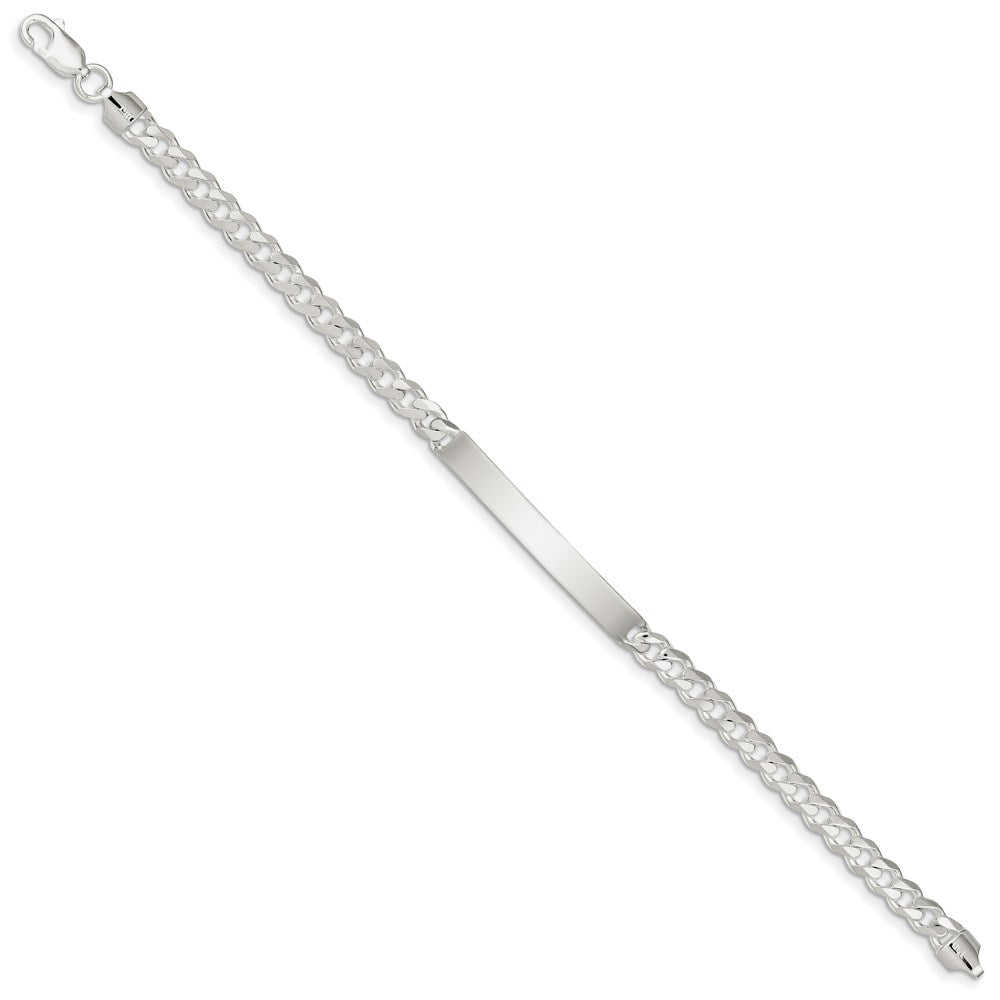 Sterling Silver Polished Engravable Curb Link 41x6mm Plate 8 inch ID Bracelet