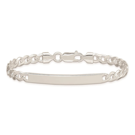 Sterling Silver Polished Engravable Curb Link 41x6mm Plate 8 inch ID Bracelet