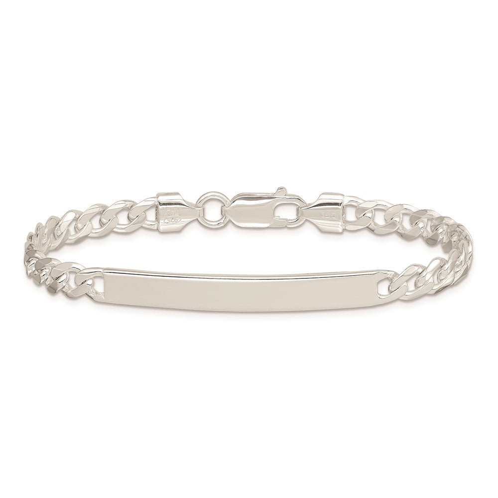 Sterling Silver Polished Engravable Curb Link 41x6mm Plate 8 inch ID Bracelet