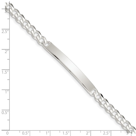 Sterling Silver Polished Engravable Curb Link 41x6mm Plate 8 inch ID Bracelet