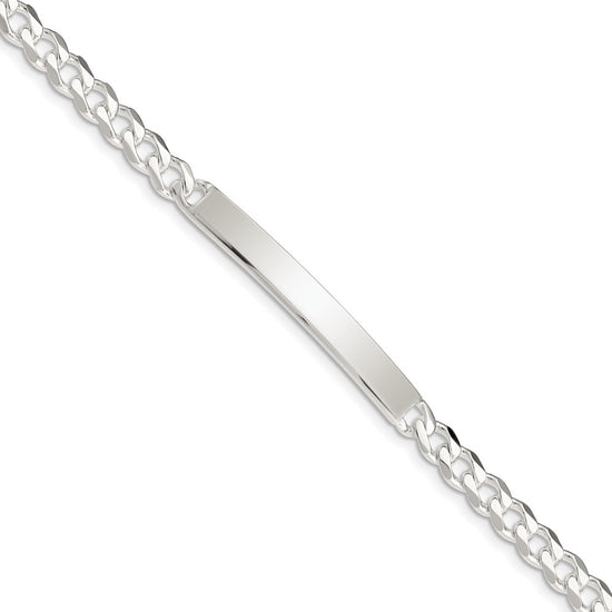 Sterling Silver Polished Engravable Curb Link 41x6mm Plate 8 inch ID Bracelet