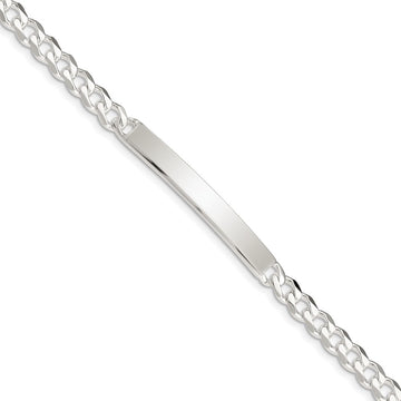 Sterling Silver Polished Engravable Curb Link 41x6mm Plate 8 inch ID Bracelet