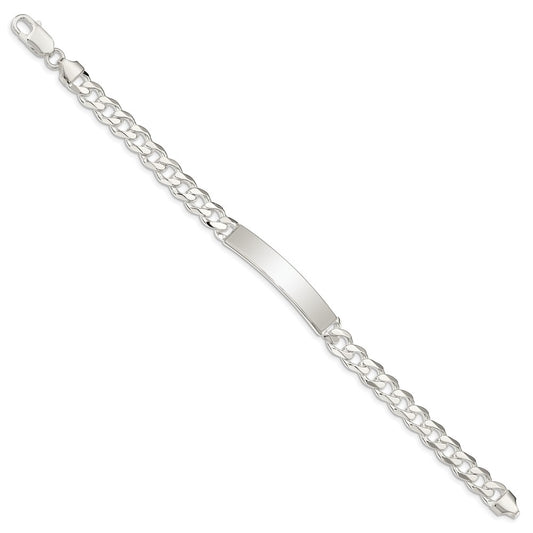 Sterling Silver Polished Engravable Curb Link 40x7.5mm Plate 8 inch ID Bracelet