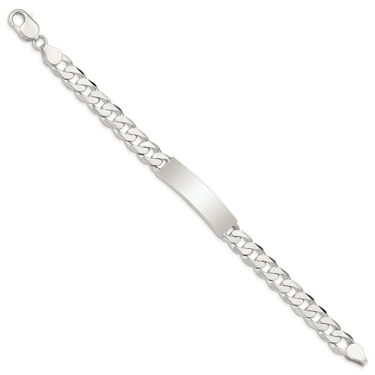 Sterling Silver Polished Engravable Patterned Curb Link 40x9mm Plate 8 inch ID Bracelet