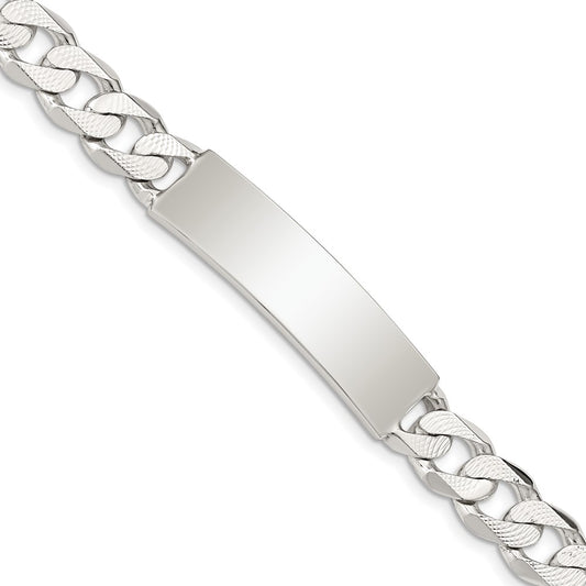 Sterling Silver Polished Engravable Patterned Curb Link 40x9mm Plate 8 inch ID Bracelet