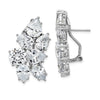 Cheryl M Sterling Silver Rhodium-plated Fancy Brilliant-cut CZ Cluster Omega Back Earrings