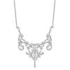 Cheryl M Sterling Silver Rhodium-plated Brilliant-cut CZ Bezel Fancy Scroll 17 Inch Necklace with 2 Inch Extender