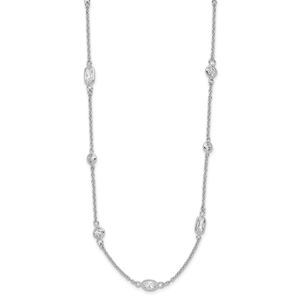 Cheryl M Sterling Silver Rhodium-plated Brilliant-cut CZ 26 Station 36.5 Inch Necklace