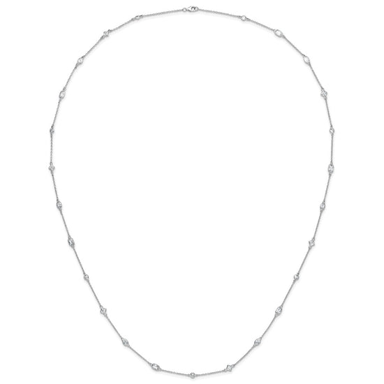 Cheryl M Sterling Silver Rhodium-plated Brilliant-cut CZ 26 Station 36.5 Inch Necklace