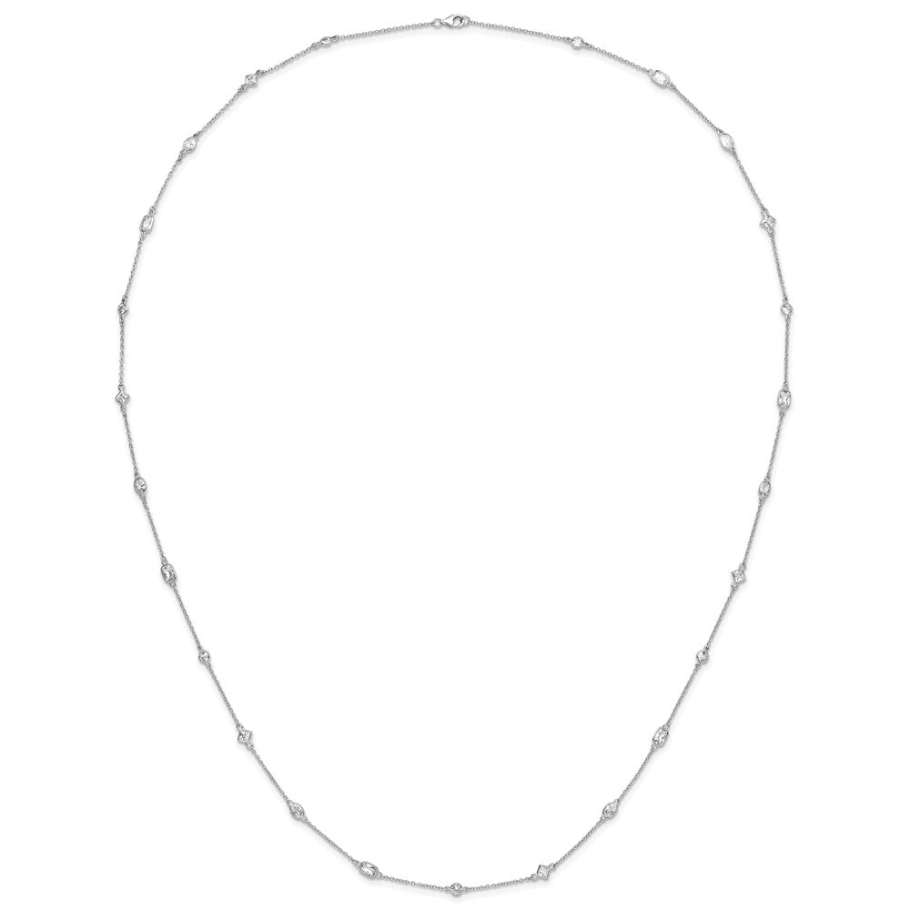 Cheryl M Sterling Silver Rhodium-plated Brilliant-cut CZ 26 Station 36.5 Inch Necklace