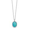 Cheryl M Sterling Silver Rhodium-plated Cabochon Lab Created Blue Opal and Brilliant-cut CZ Oval 18.5 Inch Necklace