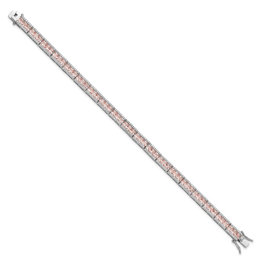 Cheryl M Sterling Silver Rhodium-plated Princess-cut Pink Nano Crystal and White Brilliant-cut CZ 7.25 Inch Bracelet