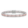 Cheryl M Sterling Silver Rhodium-plated Princess-cut Pink Nano Crystal and White Brilliant-cut CZ 7.25 Inch Bracelet
