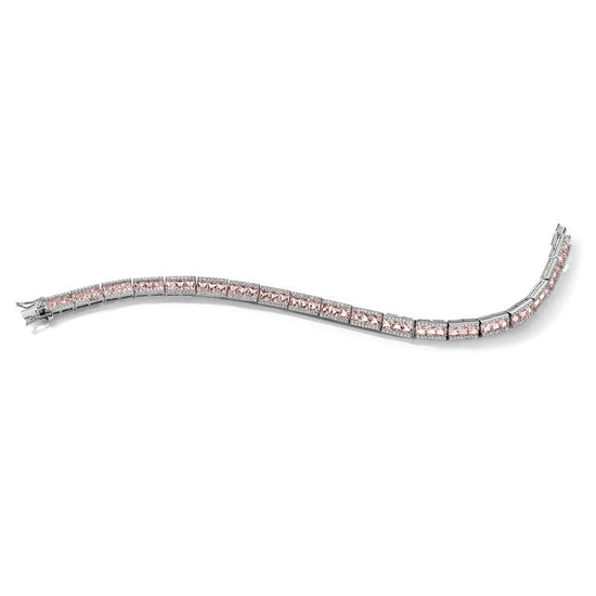 Cheryl M Sterling Silver Rhodium-plated Princess-cut Pink Nano Crystal and White Brilliant-cut CZ 7.25 Inch Bracelet