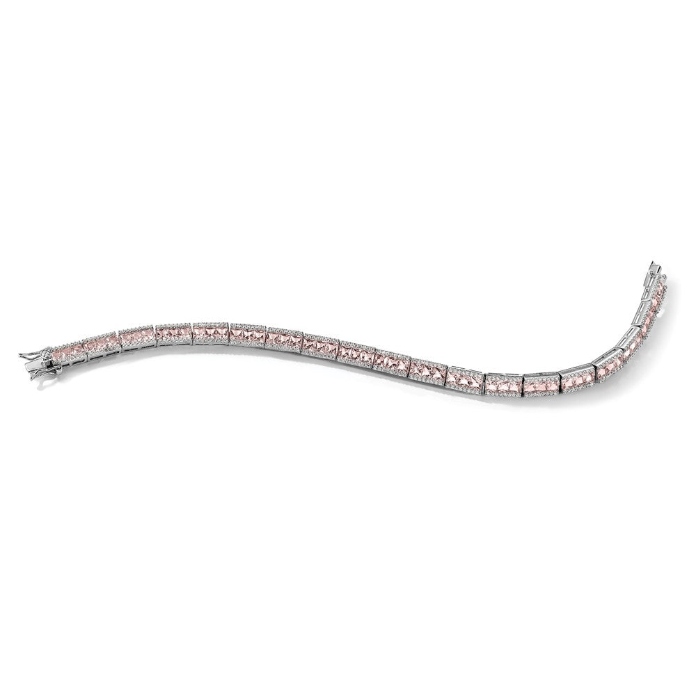 Cheryl M Sterling Silver Rhodium-plated Princess-cut Pink Nano Crystal and White Brilliant-cut CZ 7.25 Inch Bracelet