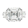 Cheryl M Sterling Silver Rhodium-plated Asscher-cut and Brilliant-cut CZ 3 Stone Ring