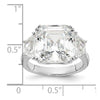 Cheryl M Sterling Silver Rhodium-plated Asscher-cut and Brilliant-cut CZ 3 Stone Ring