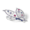 Cheryl M Sterling Silver Rhodium-plated Brilliant-cut Lab Created Ruby/Marquise-cut and Brilliant-cut Lab Created Sapphire/Brilliant-cut Purple CZ Butterfly Pin