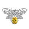 Cheryl M Sterling Silver Rhodium-plated Brilliant-cut Yellow and White CZ Bee Pin