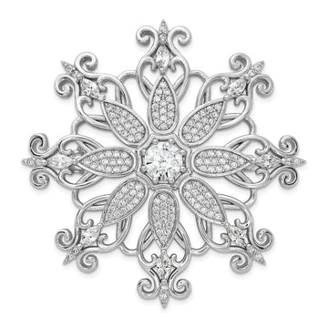 Cheryl M Sterling Silver Rhodium-plated Brilliant-cut & Marquise-cut CZ Snowflake Pin