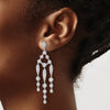 Cheryl M Sterling Silver Rhodium-plated Brilliant-cut Bezel CZ Chandelier Post Dangle Earrings