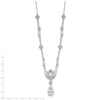 Cheryl M Sterling Silver Rhodium-plated Fancy Cushion-cut and Brilliant-cut CZ Teardrop Dangle 18 Inch Necklace