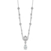 Cheryl M Sterling Silver Rhodium-plated Fancy Cushion-cut and Brilliant-cut CZ Teardrop Dangle 18 Inch Necklace