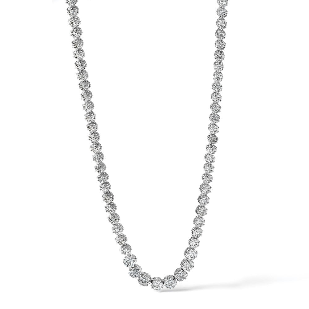 Cheryl M Sterling Silver Rhodium-plated Fancy Graduated Brilliant-cut CZ Cluster 18 Inch Necklace with 2 Inch Extender