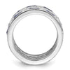 Cheryl M Sterling Silver Rhodium-plated Emerald-cut & Brilliant-cut Blue and White CZ Three Piece Eternity Ring Set