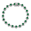 Cheryl M Sterling Silver Rhodium-plated Fancy Cushion-cut Green Glass and Brilliant-cut White CZ 7.5 Inch Bracelet