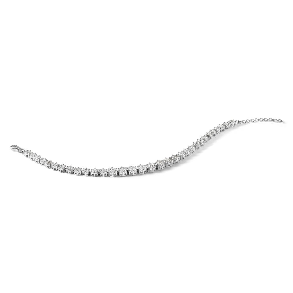 Cheryl M Sterling Silver Rhodium-plated Fancy Graduated Brilliant-cut CZ Cluster 7 Inch Bracelet with 1 Inch Extender