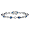 Cheryl M Sterling Silver Rhodium-plated Fancy Brilliant-cut Blue Glass & Brilliant-cut White CZ Circle and Teardrop 7.5 Inch Bracelet