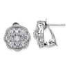 Cheryl M Sterling Silver Rhodium-plated Brilliant-cut and Marquise-cut CZ Flower Post Omega Earrings