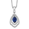 Cheryl M Sterling Silver Rhodium-plated Fancy Brilliant-cut Lab Created Dark Blue Spinel and Brilliant-cut White CZ 18 Inch Necklace