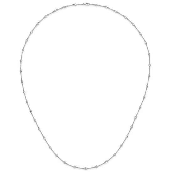 Cheryl M Sterling Silver Rhodium-plated Brilliant-cut Round CZ 42 Station 36 Inch Necklace