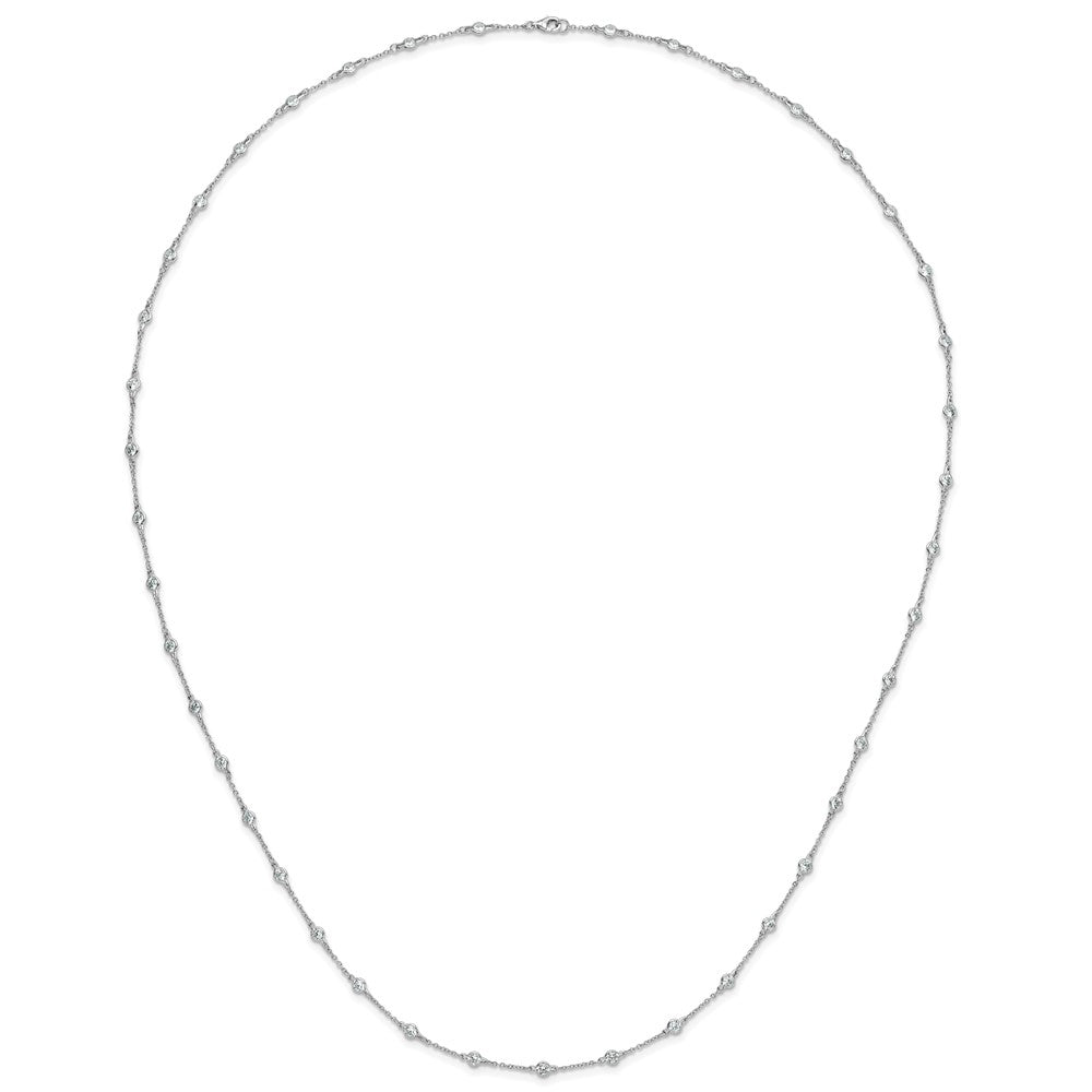 Cheryl M Sterling Silver Rhodium-plated Brilliant-cut Round CZ 42 Station 36 Inch Necklace