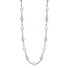Cheryl M Sterling Silver Rhodium-plated Freshwater Cultured Pearl and Brilliant-cut CZ Bezel Station 36 Inch Necklace