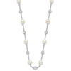 Cheryl M Sterling Silver Rhodium-plated Glass Pearl and Brilliant-cut CZ Bezel Station 36 Inch Necklace