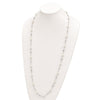 Cheryl M Sterling Silver Rhodium-plated Glass Pearl and Brilliant-cut CZ Bezel Station 36 Inch Necklace