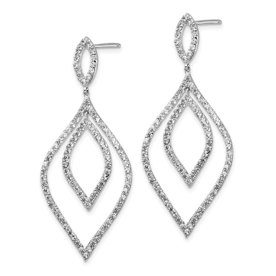 Cheryl M Sterling Silver Rhodium-plated Brilliant-cut CZ Fancy Flames Post Dangle Earrings