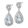 Cheryl M Sterling Silver Rhodium-plated Fancy Brilliant-cut Pear Shaped CZ Post Dangle Earrings